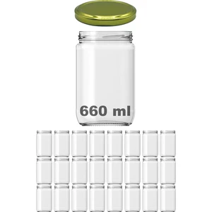 660 cc Kavanoz Metal Gold Konserve Kapaklı 660 ml Şeffaf Cam Kavanoz 24 Adet