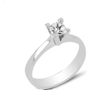 Söğütlü Silver Swarovski Tek Taş Yüzük