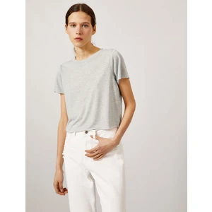 Kadın Crop Tişört Bisiklet Yaka Basic