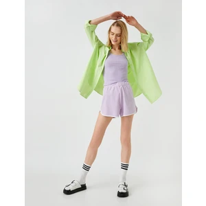 Kadın Şerit Detaylı Şort Pamuklu