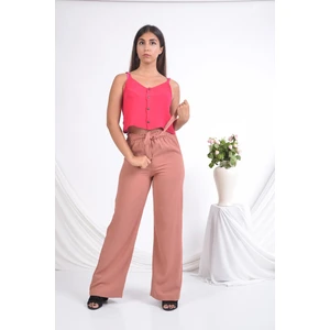 Bayan Beli Lastikli Bol Paça Yazlık Pantolon