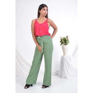 Bayan Beli Lastikli Bol Paça Yazlık Pantolon