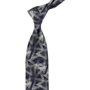 Lacivert Motif Desen Mendilli Klasik Kravat KK10835