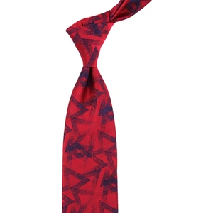 Kırmızı Motif Desen Mendilli Klasik Kravat KK10834