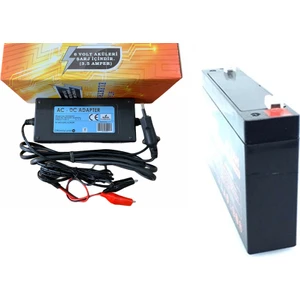 Ata Elektronik Pilsan Uyumlu 6V 7AH 20HR 6 V 7 A Akü + 6 V Şarj Cihazı Şarz Adaptör + Maşalı Set 3.5A