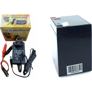 Ata Elektronik 12 V 5 A 12V 5AH Kuru Tip Akü + 12 V Akü Şarj Cihazı 1 A