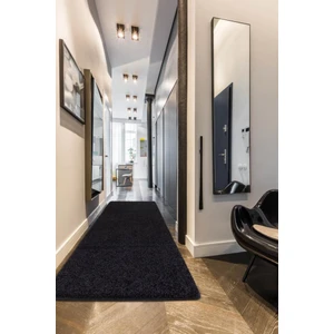 Home - Doğal Kaymaz Tabanlı Yumoş Siyah Shaggy Yolluk Halı