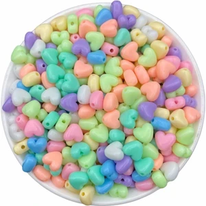 Hedef Bijuteri 25GR 10MM Pastel Karışık Renkli Plastik Kalp Model Boncuk ,takı Yapım Boncuğu (25GR,~60 Adet)