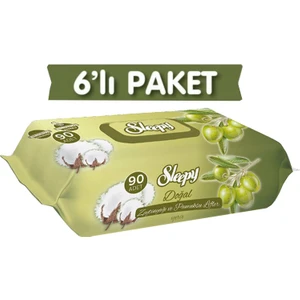 Doğal Zeytinyağlı Islak Havlu 90 Yaprak x 6 Adet