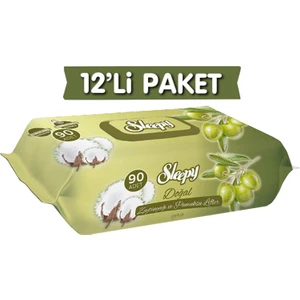 Doğal Zeytinyağlı Islak Havlu 90 Yaprak x 12 Adet