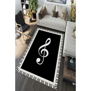 Cappio Halı Siyah Kristal Desenli Oval Halı (Makinada Yıkanabilir Kaymaz DotTaban) - CP555