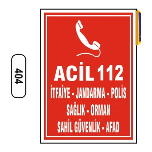 Acil 112 Uyarı Ikaz Levhası