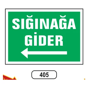 Sığınağa Gider Sol Uyarı Ikaz Levhası
