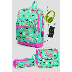 Coral High Yeşil Köpek Desenli Okul Çanta Seti  Kız Çocuk
