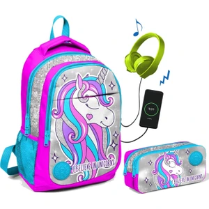 Coral High Pembe Unicorn Baskılı Okul Çanta Seti  Kız Çocuk