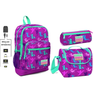 Coral High USB ve Aux Çıkışlı Okul Çanta Seti  Kız Çocuk  Peri Desenli