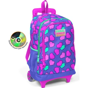 Yaygan Coral High Kalpli Baskılı Çekçek Okul Çantası  Işıklı Tekerlekler