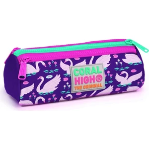 Coral High Kids Mor Kuğular Üç Bölmeli Kalem Çantası  Kız