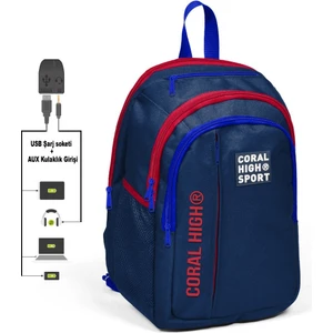 Coral High Sport Beş Gözlü Lacivert Okul ve Günlük Sırt Çantası  Laptop+Tablet Bölmeli