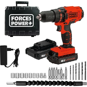 Forces&power 48 W 5AH Germany X-Line Metal Şanzıman Çift Akülü Darbeli Şarjlı Matkap