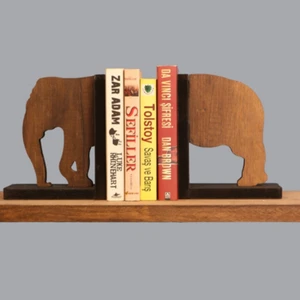 Dekoratif Ahşap Kitap Tutucu Fil Figürlü