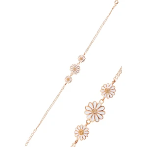 Söğütlü Silver Gümüş Rose Taşlı Üçlü Papatya Bileklik