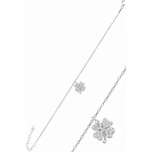 Söğütlü Silver Gümüş Rodyumlu Zirkon Taşlı Yonca Bileklik