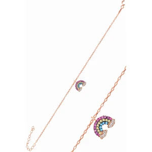 Söğütlü Silver Gümüş Rose Zirkon Taşlı Gök Kuşağı Bileklik