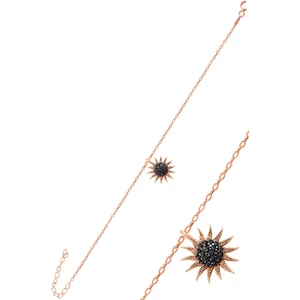 Söğütlü Silver Gümüş Rose Siyah Taşlı Güneş Bileklik