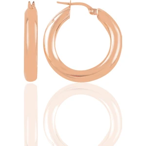 Söğütlü Silver Gümüş Rose 5 mm Kalınlığında 29 mm Büyüklüğünde Kalın Gümüş Halka Küpe
