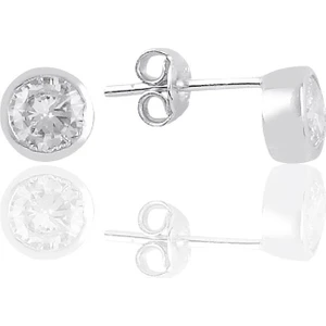 Söğütlü Silver Gümüş Rodyumlu Zirkon Taşlı Sıvama Modeli Tek Taş Küpe