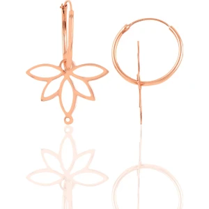 Söğütlü Silver Gümüş Rose  Sonsuz Yaşamın Simgesi Lotus Çiçeği 18 mm Halka Küpe