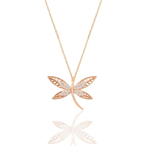 Söğütlü Silver Gümüş Rose Zirkon Taşlı Yusufçuk Kolye