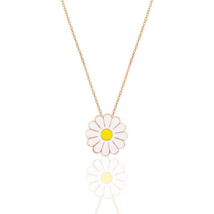 Söğütlü Silver Gümüş Rose Mineli Papatya Kolye