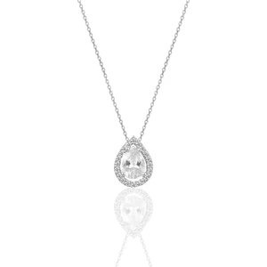 Söğütlü Silver Gümüş Rodyumlu Zirkon Taşlı Damla Modeli Kolye