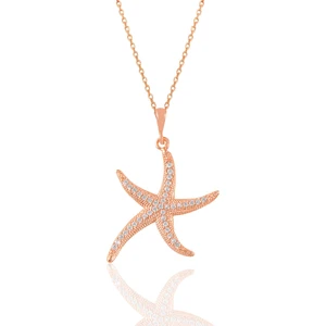 Söğütlü Silver Gümüş Rose Zirkon Taşlı Deniz Yıldızı Kolye