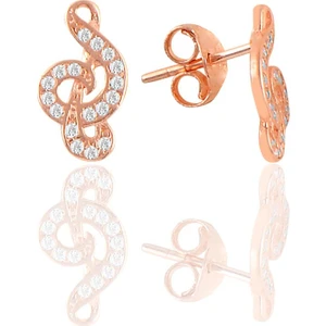 Söğütlü Silver Gümüş Rose Zirkon Taşlı Sol Anahtar Küpe