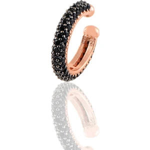 Söğütlü Silver Gümüş Rose Siyah Taşlı Kıkırdak Küpe