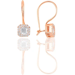 Söğütlü Silver Gümüş Rose  Baget Taşlı Kare Küpe