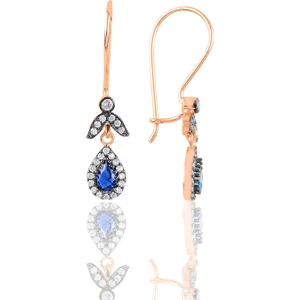 Söğütlü Silver Gümüş Rose Safir Taşlı Damla Küpe