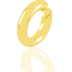 Söğütlü Silver Gümüş Altın Yaldızlı Sade Sıkıştırmalı Kalın Kıkırdak Küpe