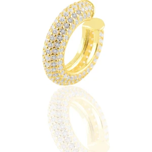 Söğütlü Silver Gümüş Altın Yaldızlı  5 Sıralı Zirkon Taşlı Kıkırdak Küpe