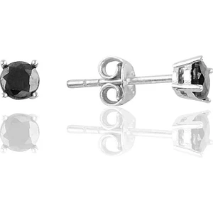Söğütlü Silver Gümüş Rodyumlu 4 mm Siyah Tek Taş Küpe