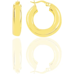 Söğütlü Silver Gümüş Altın Yaldızlı 5 mm Kalınlığında 21 mm Büyüklüğünde Kalın Gümüş Halka Küpe