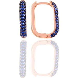 Söğütlü Silver Gümüş Rose Safir Taşlı Trend Küpe.