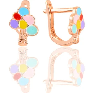 Söğütlü Silver Gümüş Rose Mineli Renkli Balonlar Küpe