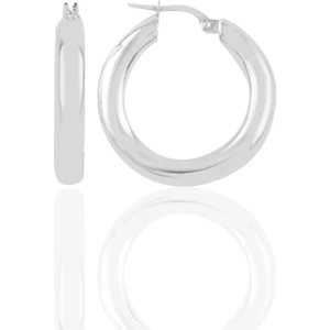 Söğütlü Silver Gümüş  5 mm Kalınlığında 29 mm Büyüklüğünde Kalın Gümüş Halka Küpe