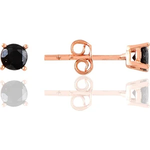 Söğütlü Silver Gümüş Rose 4 mm Siyah Tek Taş Küpe