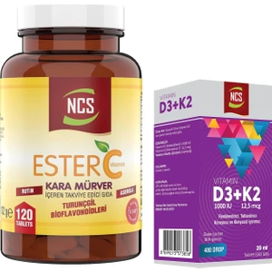 Ester C Vitamini Kara Mürver 120 Tablet & Vitamin D3 + K2 Damla 20 ml