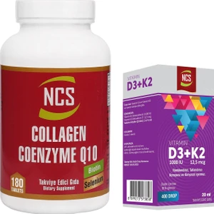 Collagen 2000 Mg Coenzyme Q10 200 Mg Selenium Çinko Biotin 180 Tablet & Vitamin D3 + K2 Damla 20 ml